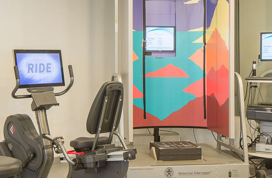 Physical occupational therapy with balance machine at Lynbrook Restorative Therapy & Nursing